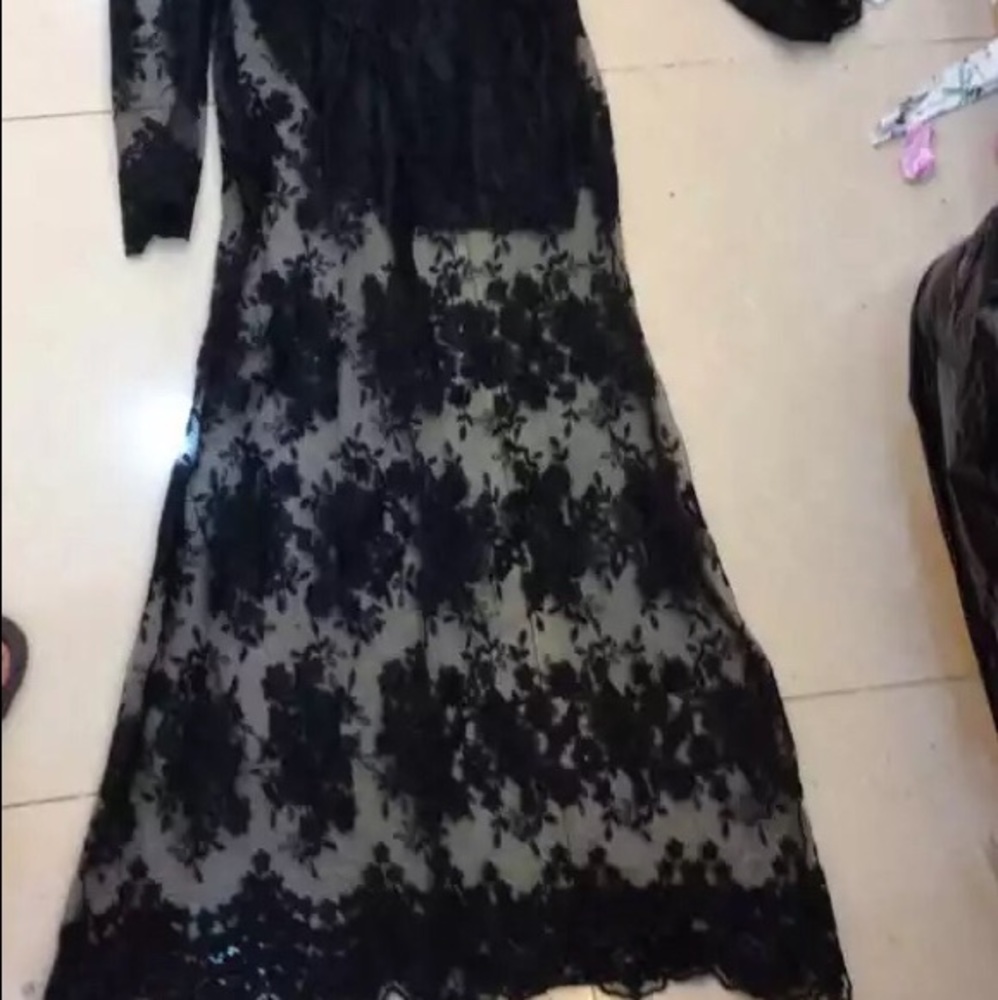 Black open back lace maxi DRC129 - Picture 5 of 6